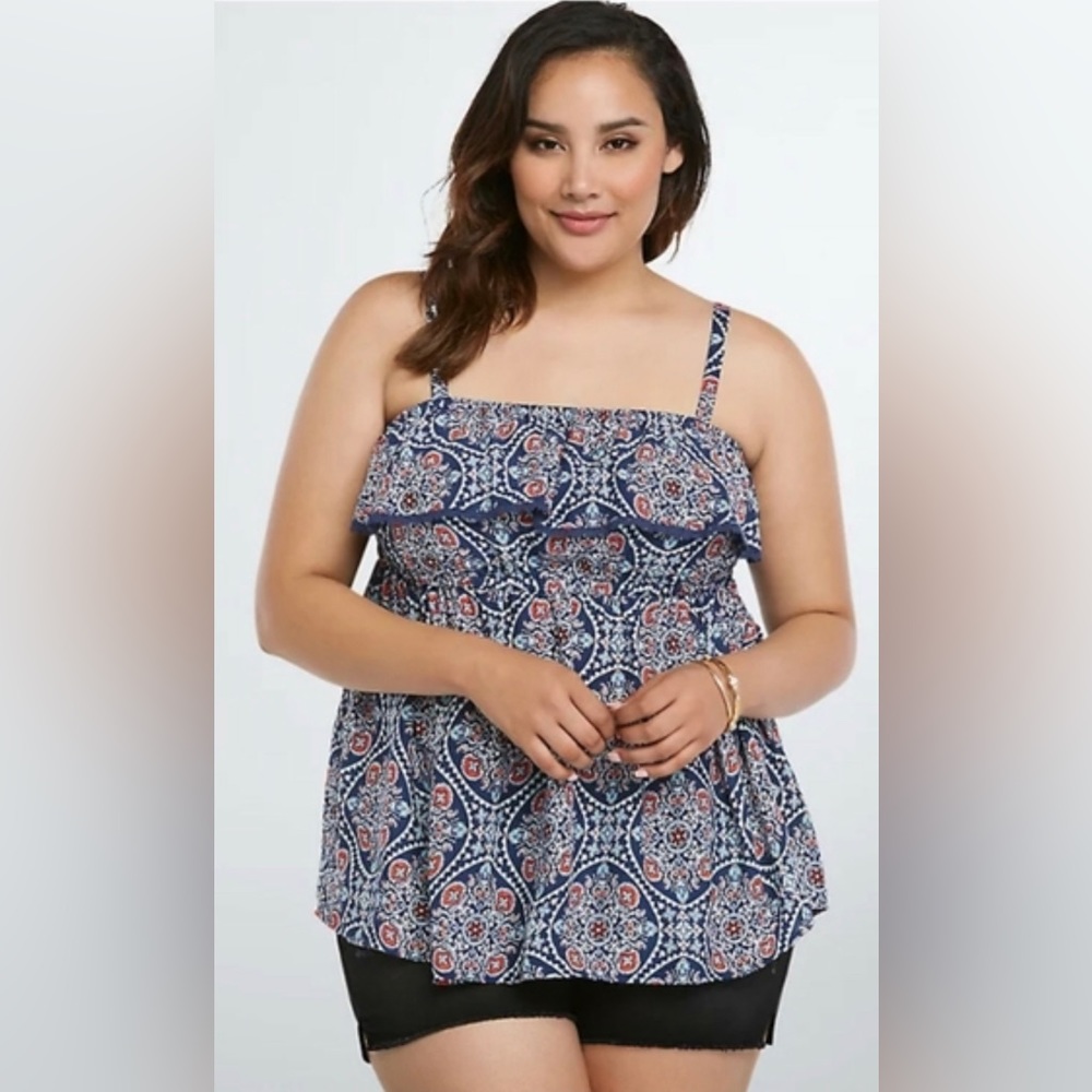 Torrid Paisley Lue Ruffle Baby Doll Top Size 4X